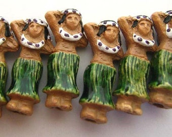 4 Tiny Hula Girl Beads - CB723
