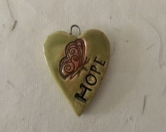 Green Hope heart with butterfly odd419
