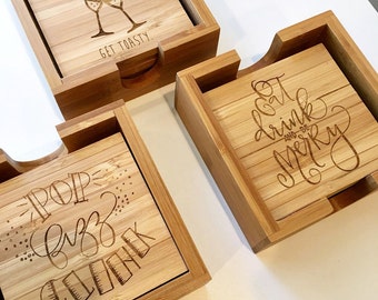 Custom Laser Etched Coasters - Set of 4