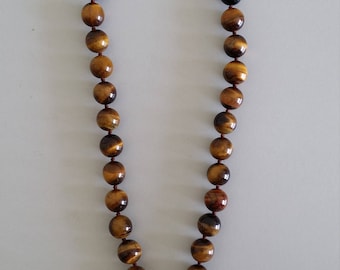 Tiger Eye Necklace with Pendant of a Tiger
