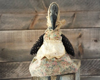 Folk Art Crow Primitive Crow Stuffed Crow Folk art Dolls Toy Crow Crow Decoration