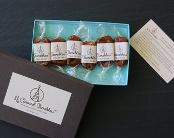 Caramel gift box. 6 gourmet handcrafted French salted caramels from Le Caramel Sacrebleu.