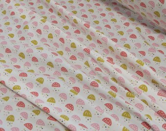 Jersey white patterned pink/mustard 25 x 160 cm
