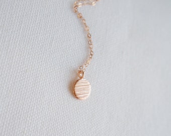 Rose Gold Necklace With Textured Disc, Rose Gold Necklace
