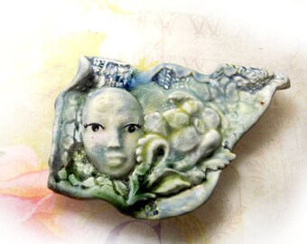 Statement necklace bead - ceramic necklace bead - stoneware bead - Focal Bead, one of a kind bead - clay bead - # 44