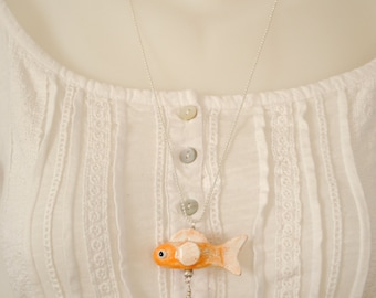 Fish ceramic long necklace