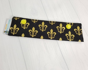 Gold Fleur de Lis Short Needle Cozy DPN Holder project holder 7"x2"- (Hold up to 6" Needles) NCS0043