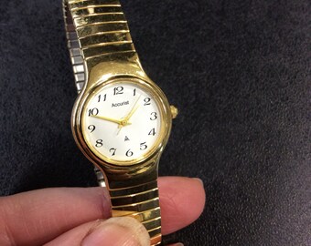 Accurist gold plated ladies bracelet watch