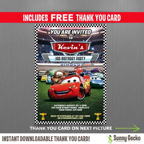 Disney The Cars Birthday Invitations Design 8