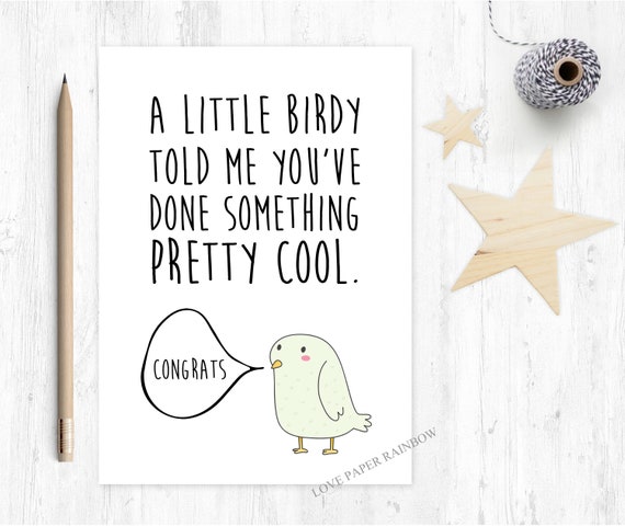 graduation card funny congrats card well done greeting card pass driving test congratulations card a little birdy kids love paper rainbpw