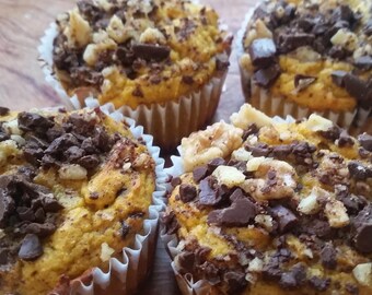 Walnut Chocolate Pumpkin Muffins