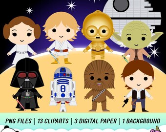 Star Wars Clipart, Star Wars Digital, Super Hero Clipart, Star Wars Party, Disney Star Wars, Instant Download, PC03