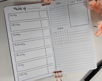 Perpetual Undated Weekly Personal sized TN Insert Traveler's Notebook Insert Basic Paper