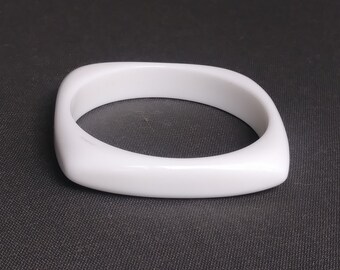 Vintage White Square Lucite Bangle - 1980's