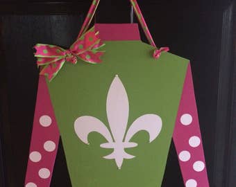 Derby Pink and Green Jockey Silk Door Hanger