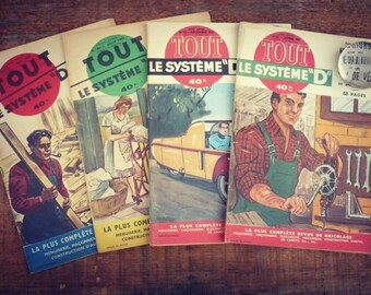 Vintage French magazine - system - 1952 & 1953 - 4 "all the system" numbers - Magazine french illustrated DIY