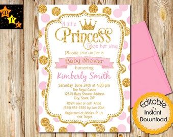 Princess baby shower invitations | Etsy