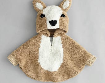 poncho hooded baby and child Fawn 100% hand made 3 months to 24 months