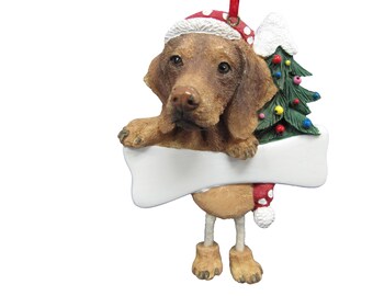 Vizsla Ornament Personalized with your Dog's Name, Hand Painted with a brush, Measures 5 1/2" tall by 3 1/2" wide