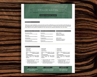 SALE! 2 Page Resume, Resume Template, Modern, Professional Resume Template, Free Cover Letter, Teacher Resume, CV Template,
