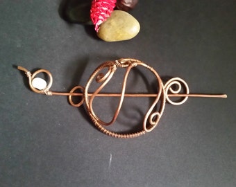 Copper Bun Holder and stick\ Celtic Bun Holder and hair slide\ Copper barrette with pin\ Bun maker and freshwater pearl hair stick\ Hair pin