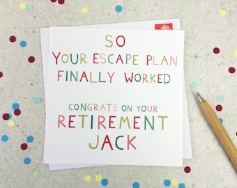 Funny Retirement Card - personalised card -funny card - cheeky card - card for retirement - leaving card - new job - uk