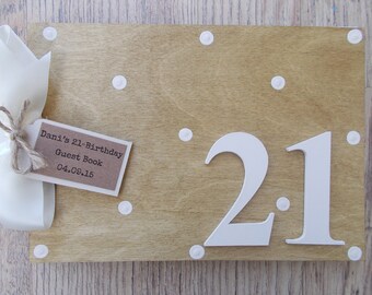 Wooden Personalised 21st Birthday Guest Book Memories Memory Scrapbook Photo Album Milestone Birthday Gift Any Name Any Age Multi Use