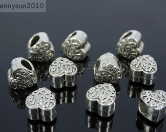 Loving Heart Tibetan Silver Big Hole Connector Metal Spacer European Charm Beads Jewelry Design Findings Crafts #1