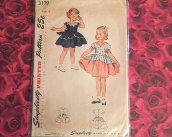 50's Vintage Simplicity Sewing Pattern Childs Dress