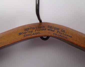 Antique Wood Advertising Clothes Hanger Curtis-Leger Fixture Co. Chicago
