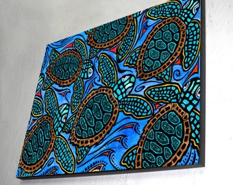 Baby Turtles Wall Art Wood Panel - ready to hang