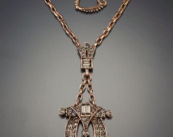 Rose Gold Art Deco Dress Clip Necklace