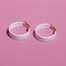 Wide White Hoop Earrings Pierced Lever Back Painted Metal Enameled 1 1/8" Modern Boho Bohemian Mod Jewelry
