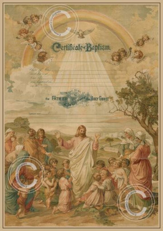 vintage baptism certificate digital image clip art cardmaking make your own birth certificate