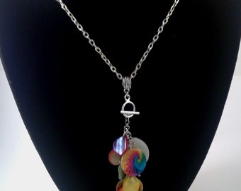 Rainbow Pendant, Interchangeable Pendant, Silver Pendant, Colorful Pendant, Silver Necklace, Charm Necklace, Interchangeable, Tassel Jewelry