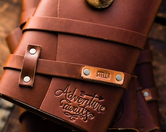 50% OFF -- Leather Journal -Personalized Leather Journal -- Adventure Awaits - Notebook Handmade Portland, Oregon... Sale TODAY!