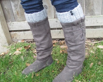 Gray Boot Toppers/Boot Cuffs with Black Buttons