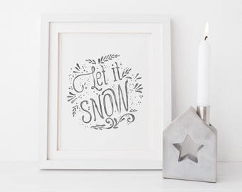 Let it Snow, Farmhouse Christmas Decor, Festive Home Decor, Rustic Christmas Decor, Winter Holiday Sign, Xmas Decor, Instant Download