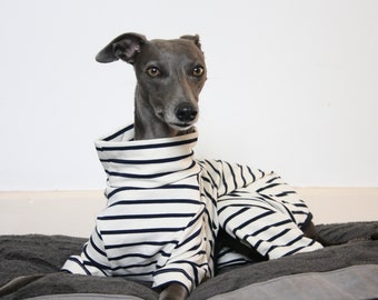 Cream and Navy Stripe Onesie / Pyjamas, Whippet, Italian Greyhound, Greyhound, Lurcher, Sighthound, Galgo, Saluki Clothing