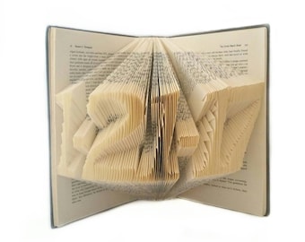 Date Folded Book Art- Anniversary, Wedding, Birthday, Book Sculpture, Book Folding