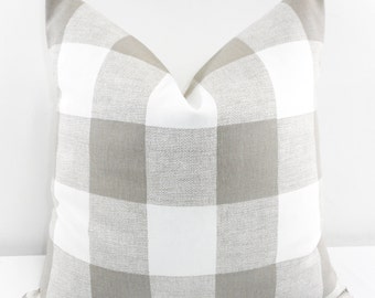 Ecru Pillow Cover. Buffalo Check Ecru Pillow Cover. Sofa Pillow Cover. Cushion Covers.Pillow Case.1 piece. cotton.Select size