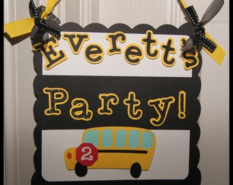 School Bus Party Door Sign - Personalized