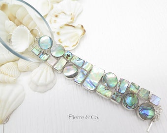 Double Layer Abalone Shell Sterling Silver Bracelet