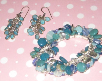 Mid-Century Modern Vintage Cha-Cha Bracelet and Earrings