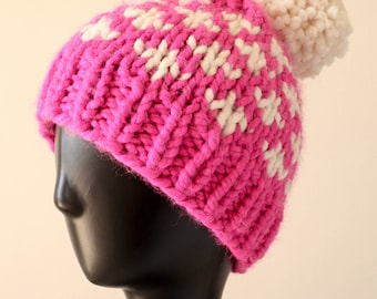 Chunky Knit Hat With Pompom