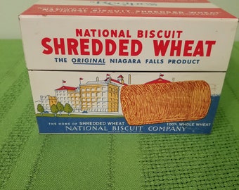Vintage National Biscuit Shredded Wheat Nabisco Recipe Tin 1973