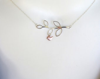 Bird on a Branch/ Sterling Bird Necklace