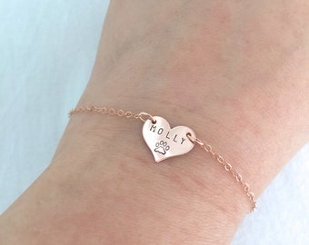 Personalised Pet Bracelet, Pet Loss, Dog Paw Jewelry, Cat Lover Bracelet, Dog Mom Gift, Crazy Cat Lady, Pet Memorial Gift, Pet Name
