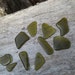 10 recycled sea glass wine glass pendants, moss green glass beads