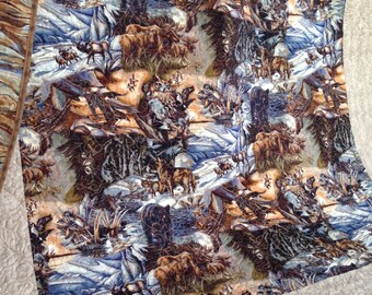 Twin or Lap Quilt with Nature and Woodland Scenery